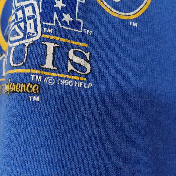 VINTAGE 1996 ST LOUIS RAMS USA MADE YOUTH BOYS SWEATSHIRT SIZE L (7) 90s - Picture 3 of 7